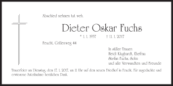 Traueranzeige von Dieter Oskar Fuchs von Der Bote