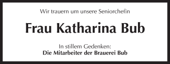 Traueranzeige von Katharina Bub von Pegnitz-Zeitung