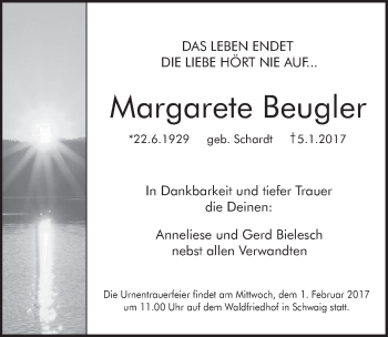 Traueranzeige von Margarete Beugler von Pegnitz-Zeitung