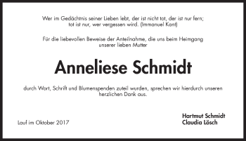 Traueranzeige von Anneliese Schmidt von Pegnitz-Zeitung