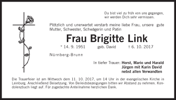 Traueranzeige von Brigitte Link von Der Bote