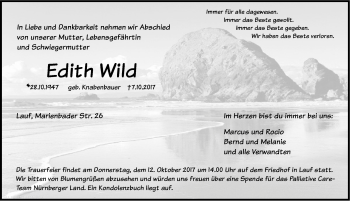 Traueranzeige von Edith Wild von Pegnitz-Zeitung