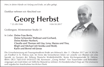 Traueranzeige von Georg Herbst von Pegnitz-Zeitung