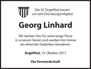 Traueranzeige von Georg Linhard von Hersbrucker Zeitung