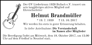 Traueranzeige von Helmut Brandmüller von Pegnitz-Zeitung