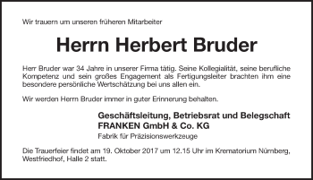 Traueranzeige von Herbert Bruder von Pegnitz-Zeitung