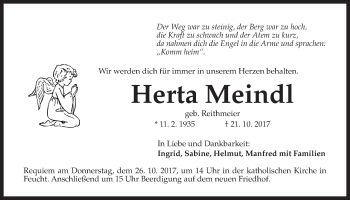 Traueranzeige von Herta Meindl von Der Bote