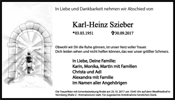 Traueranzeige von Karl-Heinz Szieber von Hersbrucker Zeitung