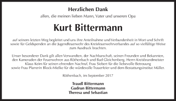 Traueranzeige von Kurt Bittermann von Pegnitz-Zeitung