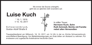 Traueranzeige von Luise Kuch von Der Bote