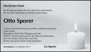 Traueranzeige von Otto Sporer von Pegnitz-Zeitung