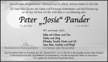 Traueranzeige von Peter Pander von Hersbrucker Zeitung