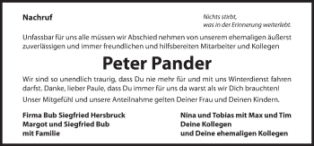 Traueranzeige von Peter Pander von Hersbrucker Zeitung