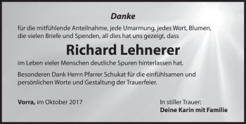 Traueranzeige von Richard Lehnerer von Hersbrucker Zeitung