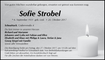 Traueranzeige von Sofie Strobel von Pegnitz-Zeitung