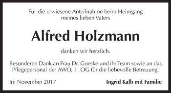 Traueranzeige von Alfred Holzmann von Pegnitz-Zeitung