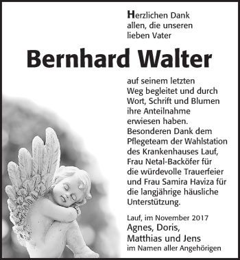 Traueranzeige von Bernhard Walter von Pegnitz-Zeitung