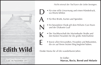 Traueranzeige von Edith Wild von Pegnitz-Zeitung