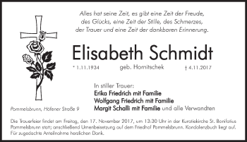 Traueranzeige von Elisabeth Schmidt von Pegnitz-Zeitung