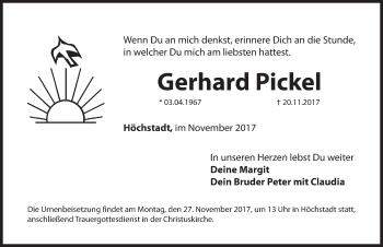 Traueranzeige von Gerhard Pickel von Hersbrucker Zeitung