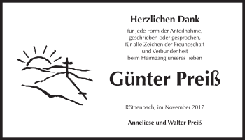 Traueranzeige von Günter Preiß von Pegnitz-Zeitung