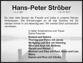 Traueranzeige von Hans-Peter Ströber von Pegnitz-Zeitung