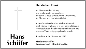 Traueranzeige von Hans Schiffer von Pegnitz-Zeitung