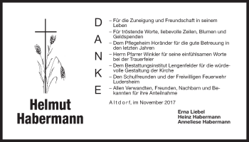 Traueranzeige von Helmut Habermann von Der Bote