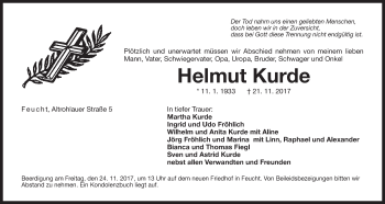 Traueranzeige von Helmut Kurde von Der Bote