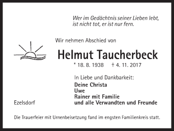 Traueranzeige von Helmut Taucherbeck von Der Bote