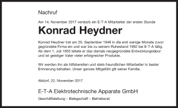 Traueranzeige von Konrad Heydner von Der Bote