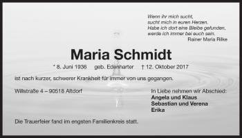 Traueranzeige von Maria Schmidt von Der Bote