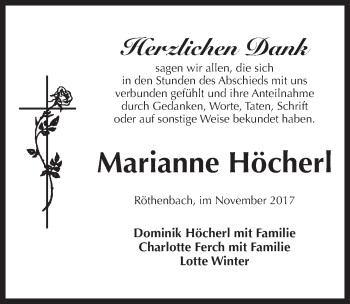 Traueranzeige von Marianne Höcherl von Pegnitz-Zeitung