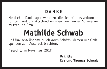 Traueranzeige von Mathilde Schwab von Der Bote
