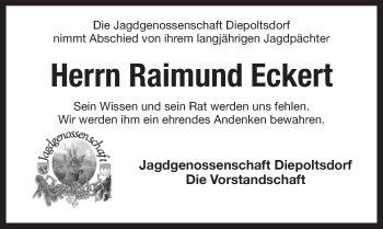 Traueranzeige von Raimund Eckert von Pegnitz-Zeitung