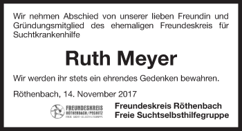 Traueranzeige von Ruth Meyer von Pegnitz-Zeitung