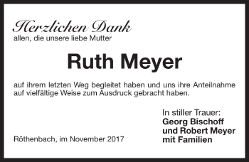 Traueranzeige von Ruth Meyer von Pegnitz-Zeitung