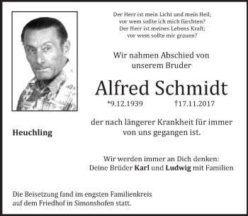 Traueranzeige von Alfred Schmidt von Pegnitz-Zeitung