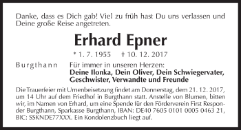 Traueranzeige von Erhard Epner von Der Bote