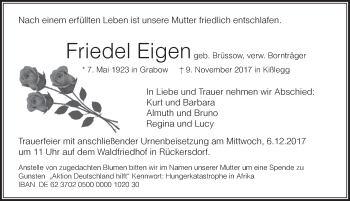 Traueranzeige von Friedel Eigen von Pegnitz-Zeitung