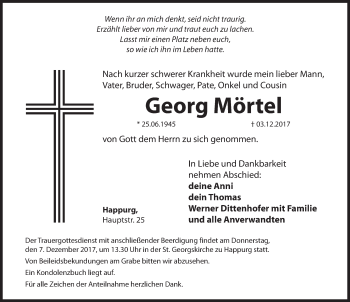 Traueranzeige von Georg Mörtel von Hersbrucker Zeitung