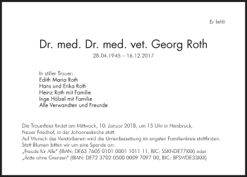 Traueranzeige von Georg Roth von Hersbrucker Zeitung