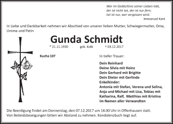 Traueranzeige von Gunda Schmidt von Hersbrucker Zeitung