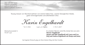 Traueranzeige von Karin Engelhardt von Pegnitz-Zeitung