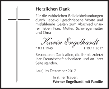 Traueranzeige von Karin Engelhardt von Pegnitz-Zeitung