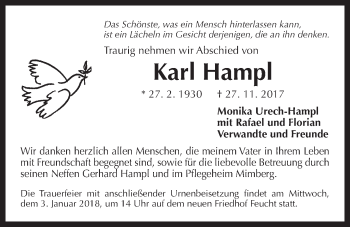 Traueranzeige von Karl Hampl von Der Bote