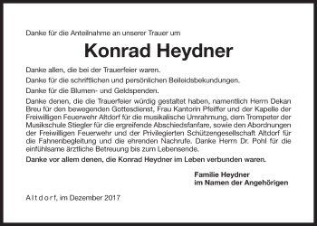 Traueranzeige von Konrad Heydner von Der Bote