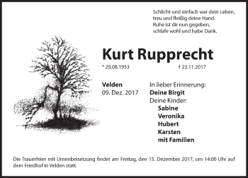 Traueranzeige von Kurt Rupprecht von Hersbrucker Zeitung
