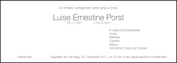 Traueranzeige von Luise Ernestine Porst von Hersbrucker Zeitung