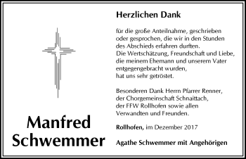 Traueranzeige von Manfred Schwemmer von Pegnitz-Zeitung